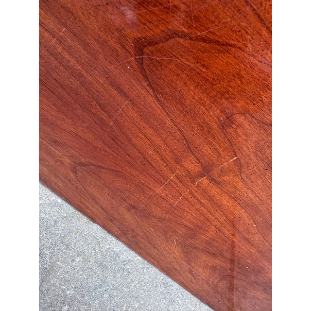 Late 20th Century Thomasville Queen Anne Cherry Lowboy With Carved Fan Drawer For Sale - Image 13 of 16