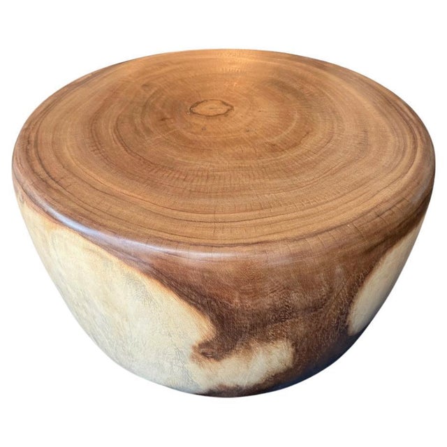 Andrianna Shamaris Drum Shape Suar Wood Coffee Table For Sale - Image 15 of 18