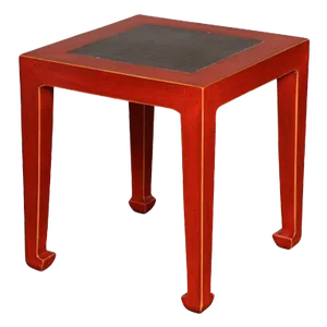 Art Deco Red Lacquered Chinese Table With Ming Dynasty Courtyard Stone Inset