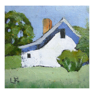 Miniature Santa Rosa Farmhouse 4x4 Lynne French California Landscape O/C