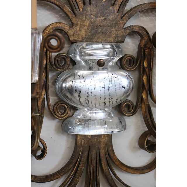 Gilded Iron and Crystal Sconces from Maison Baguès, 1950s, Set of 2 For Sale - Image 9 of 18