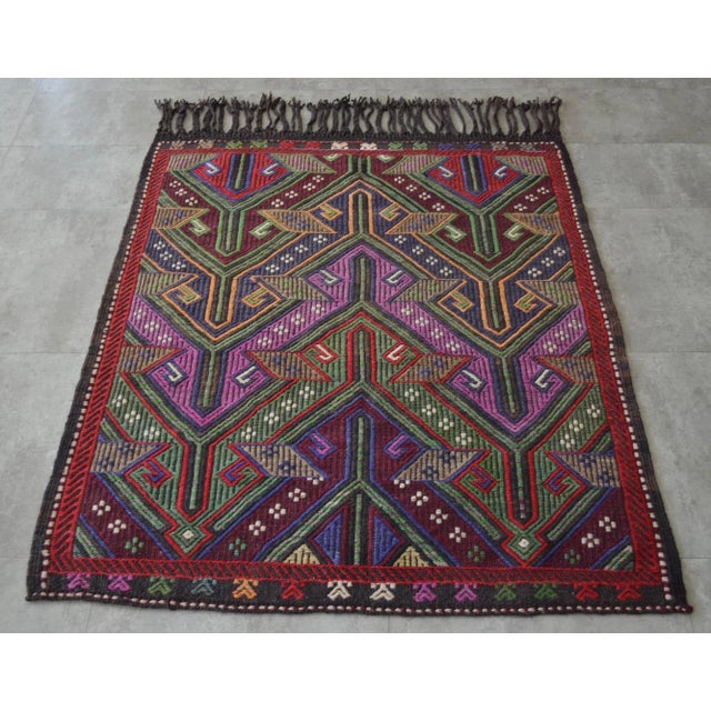 Vintage Hand Made Braided Kilim Rug - 3′9″ X 4′8″ For Sale - Image 6 of 11
