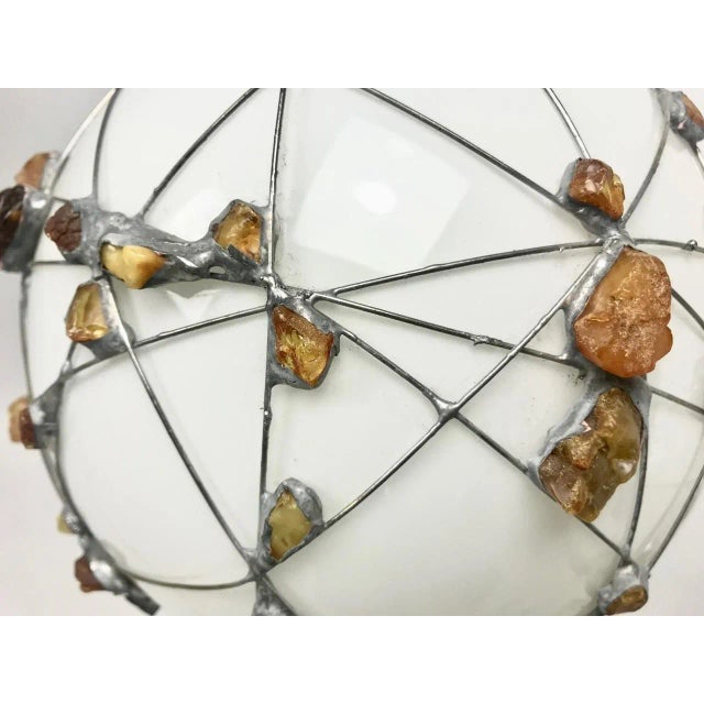 Vintage Danish Table Lamp with Handcrafted Amber Decoration from Jørgen Mørup, 1970s For Sale - Image 6 of 11