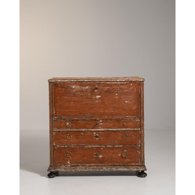 Early 19th Century Swedish Sienna Gustavian Patinated Wood Secretary Desk For Sale - Image 9 of 15