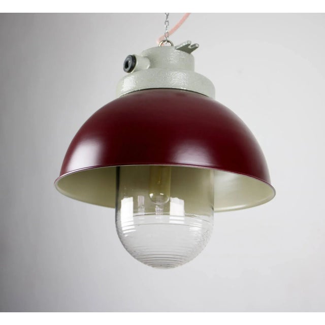 Vintage Burgundy Industrial Pendant Lamp from TEP For Sale - Image 4 of 13
