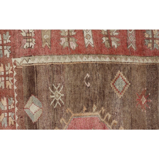 Vintage Turkish Kars Tribal Rug in Earthy Tones With Reds For Sale - Image 9 of 11
