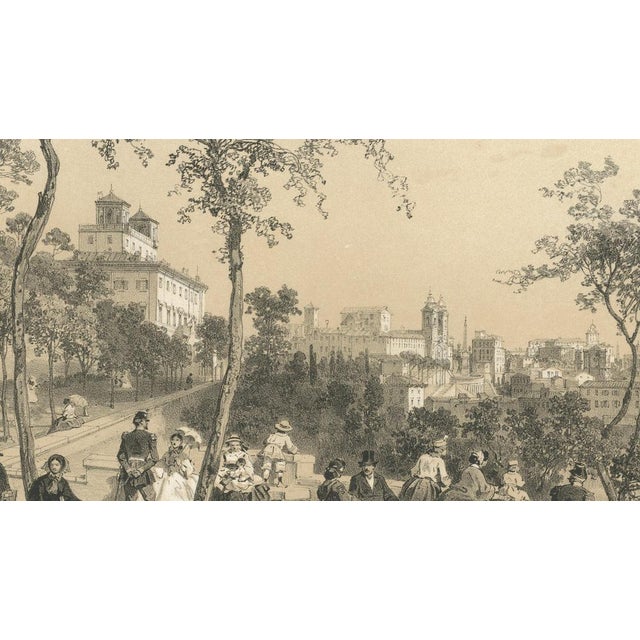 Paper Benoist, Rome City Panorama from the Pincio Promenade Scene, 1869, Print For Sale - Image 7 of 10
