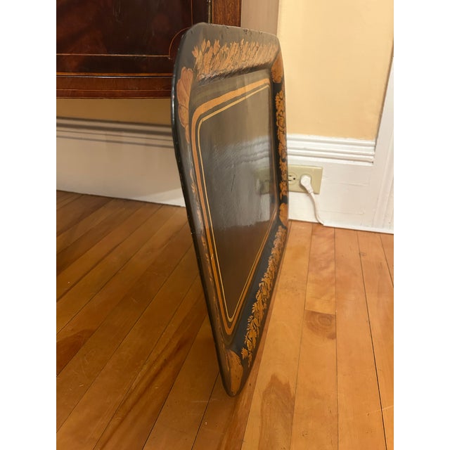 English Large Early 19th Century Black Tole Tray For Sale - Image 3 of 8
