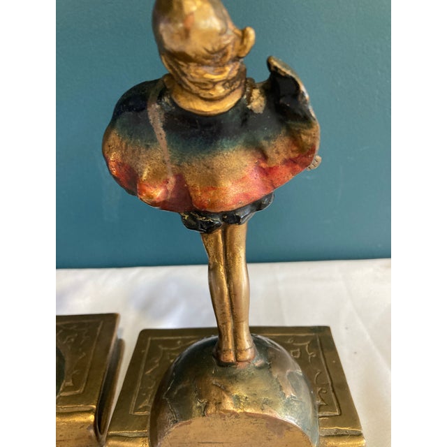 1920s Pompeian Bronze Bookends by Laura Archibald "Top of the World" - 2 Pieces For Sale - Image 9 of 10