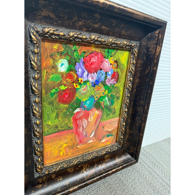 Early 21st Century Impasto Flower Bouquet Painting, Framed For Sale - Image 5 of 12