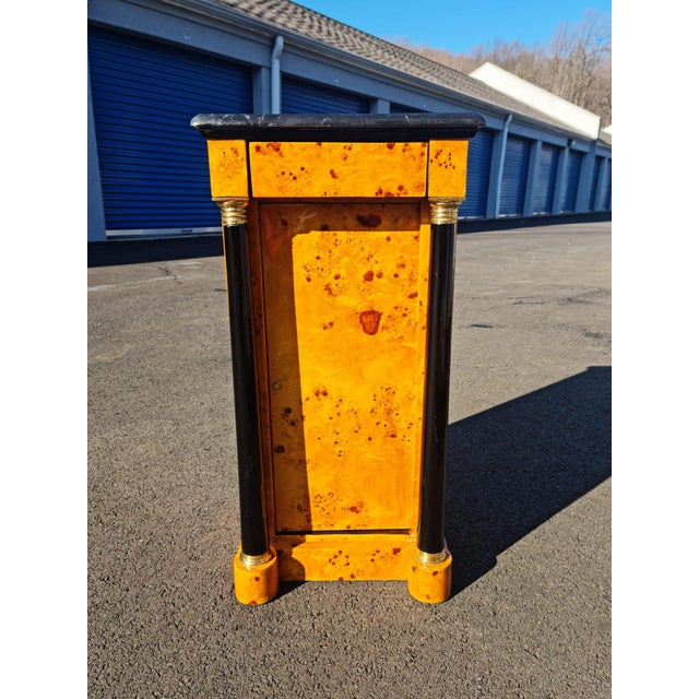 Bedside/Side Elm With Black Marble Table/Desk With Large Storage For Sale - Image 4 of 13