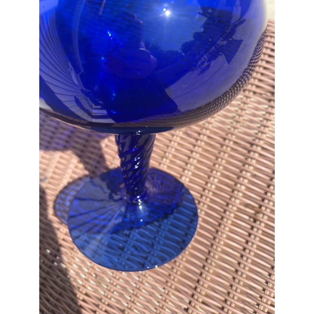 Vintage Mid-Century Cobalt Blue Art Glass Beehive Vase For Sale - Image 4 of 7