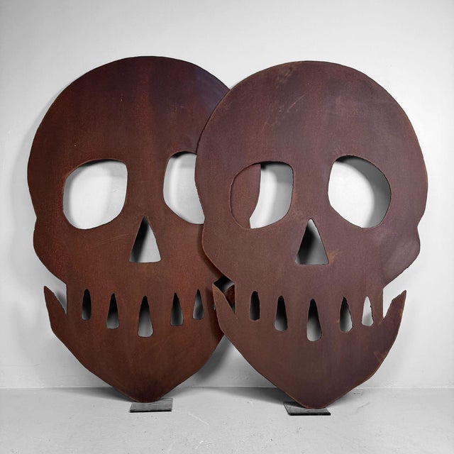 Industrial Monumental Steel Skull Wall Decoration, 1990s For Sale - Image 3 of 18