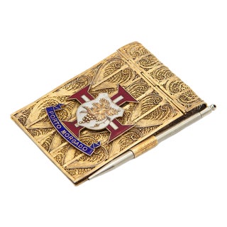Gilded Silver Block Holder in Filigree Mesh For Sale