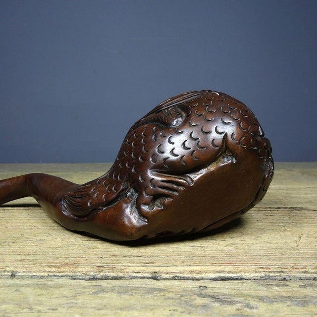 Late 19th Century Late 19th Century Carved Rosewood Tobacco Pipe With Dragon Motif, 680g For Sale - Image 5 of 9
