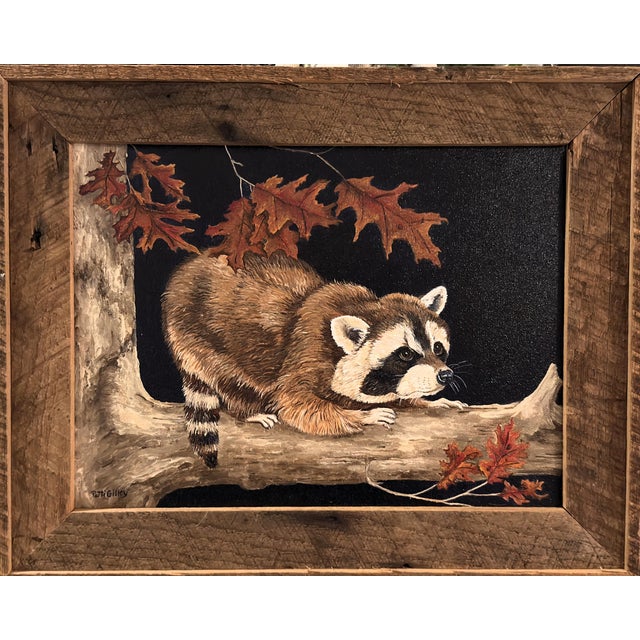 Original Wildlife Painting Pair by Patti Gilley – "Night Crawler" & "Peek-a-Boo" Raccoon Art For Sale - Image 17 of 18