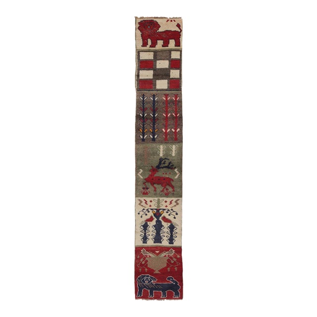 Vintage Gabbeh Extra-Long Pictorial Wool Runner by Rug & Kilim, 1950-1959 For Sale