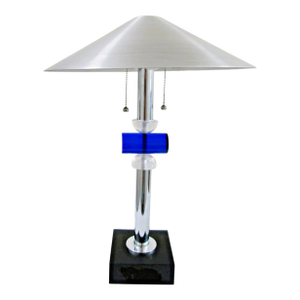 1970s Van Teal Mid-Century Modern Lucite, Chrome and Brushed Aluminum Table Lamp