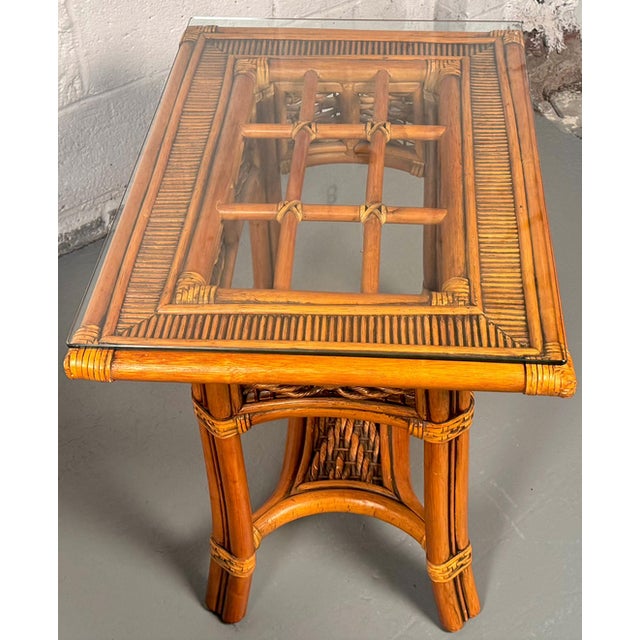 Mid 20th Century Rattan Table Set of 3 For Sale - Image 4 of 13