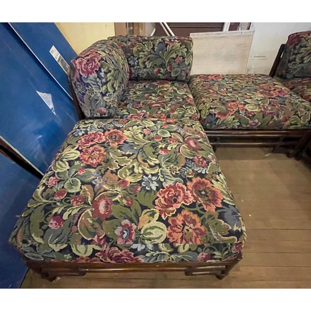 Ficks Reed Mid 20th Century Ficks Reed Bamboo Rattan Modular Sectional Corner Chairs Chaise Couch Set For Sale - Image 4 of 12