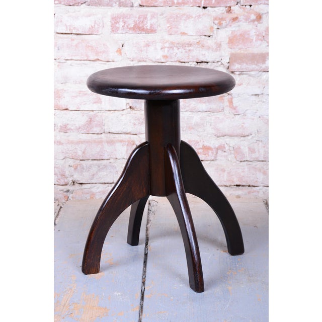 Art Deco Piano Stool in Beech and Iron, Czech, 1940s For Sale - Image 4 of 9