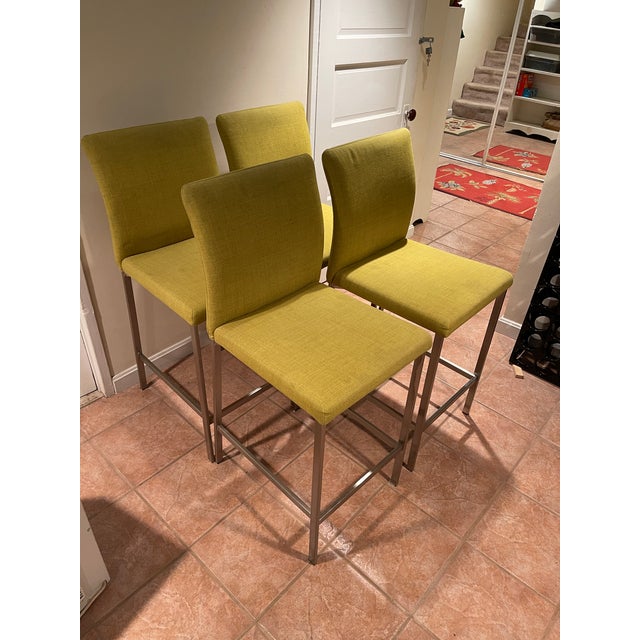 Set of 4 Trica Mancini Counter Stools in Knoll Fabric Chairish