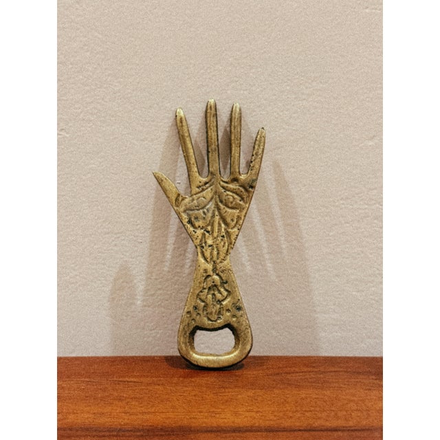 Vintage Brass Hand-Sculpted Bottle Opener, 1970 For Sale - Image 4 of 5