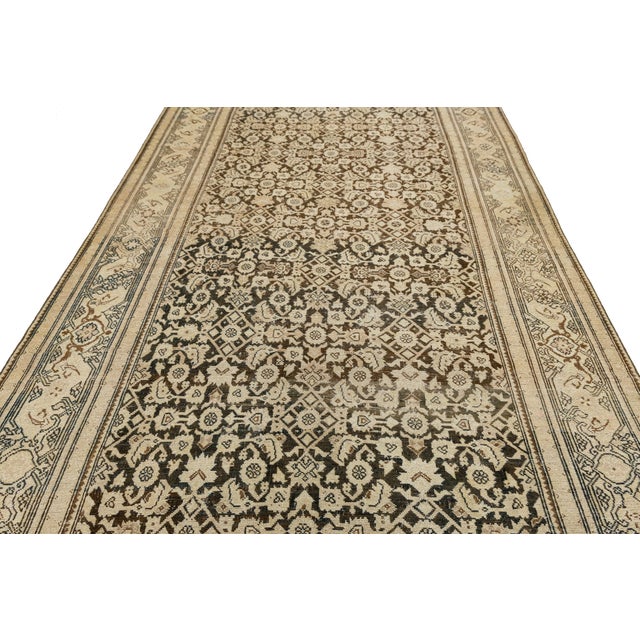 Islamic Antique Malayer Runner Rug With Allover Herati Design, Neutral Muted Earth Tones For Sale - Image 3 of 12
