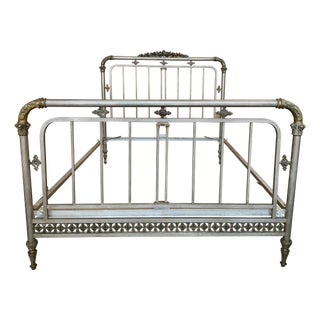 Early 20th Antique French Brass & Bronze Bed , Doble Size For Sale