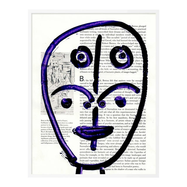 Purple Face 2 by Virginia Chamlee in White Frame, Small Art Print For Sale