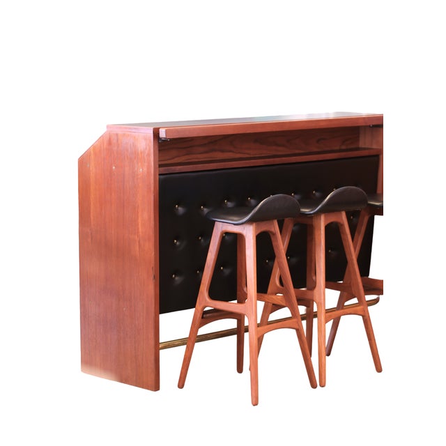 Mid-Century Modern Danish Cocktail Bar in Teak and Button-Upholstered Front, 1950s For Sale - Image 3 of 18
