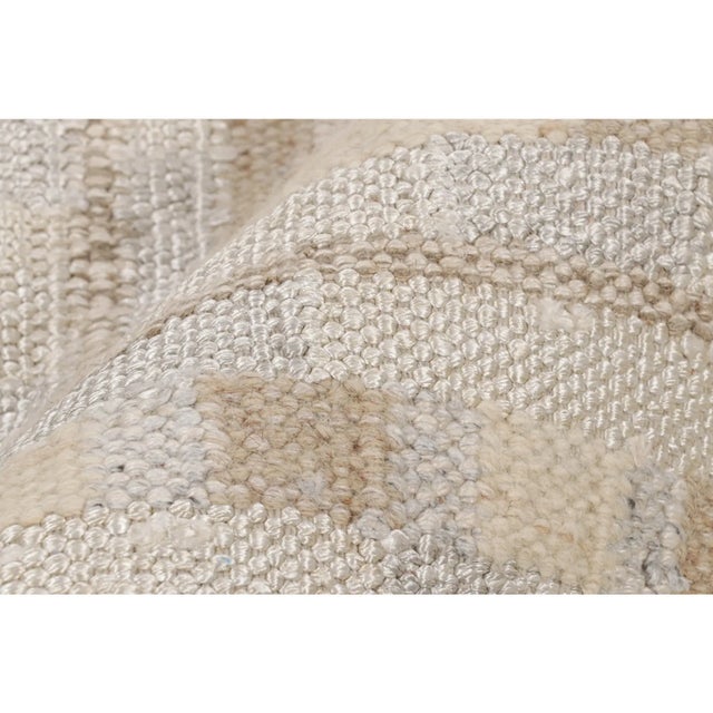 2010s Rug & Kilim’s Scandinavian Rug With White and Beige-Brown Geometric Patterns For Sale - Image 5 of 8