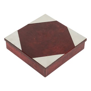 Mid-Century Modern Box in Red Goatskin and Chrome by Aldo Tura, 1960s For Sale
