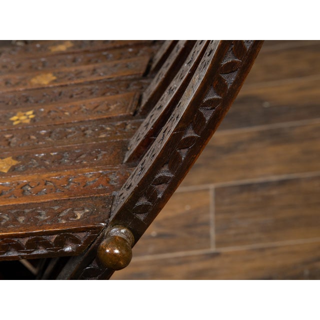 Moroccan Moorish Style 1900s Side Chair with Richly Carved Décor and Star Inlay For Sale - Image 10 of 12