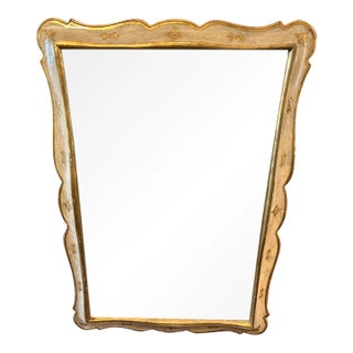 Large Cream Painted & Gilded Vintage Wall Mirror For Sale