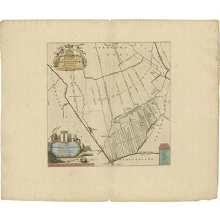 Antique Map of the Aengwirden Township Friesland by Halma, 1718 For Sale