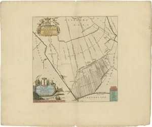 Antique Map of the Aengwirden Township Friesland by Halma, 1718