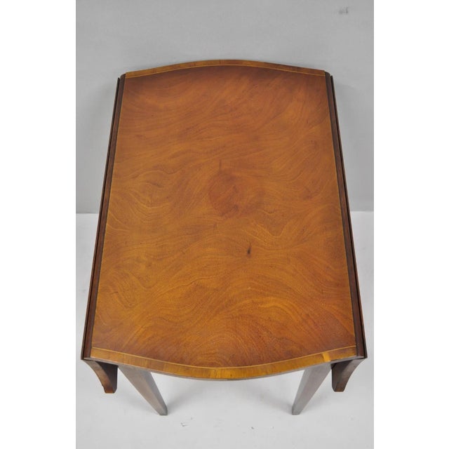 Wood Vintage Baker Hepplewhite Style Mahogany Pembroke Dropleaf Lamp Side Table For Sale - Image 7 of 17