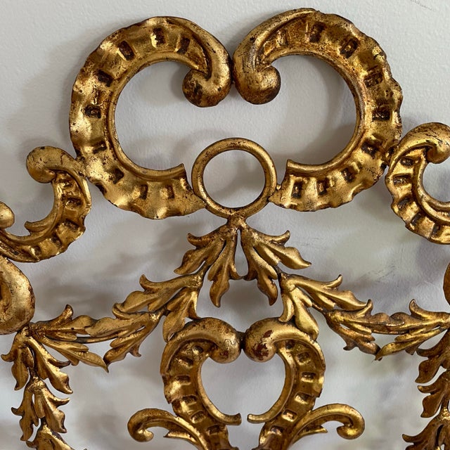Vintage Mid Century Italian Rococo Style Gold Gilded Headboard For Sale - Image 4 of 8