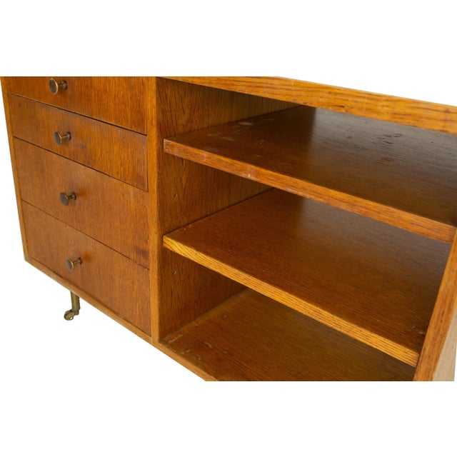 George Nelson Style Mid Century Oak Bar Cart For Sale - Image 9 of 12
