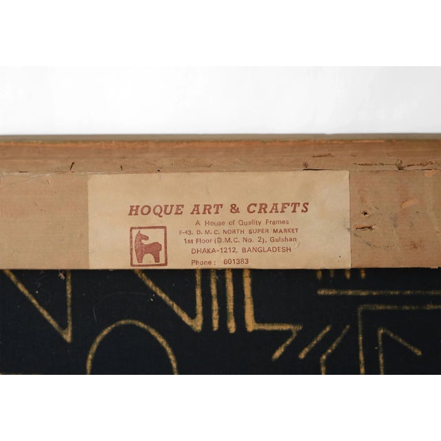 Large Vintage Modernist Abstract Graphic Line Pattern Textile Art Wall Hanging, Framed For Sale - Image 10 of 12