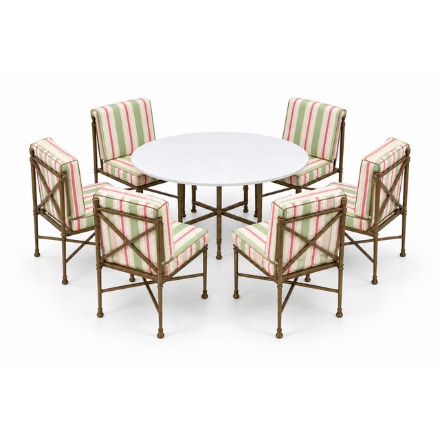 A custom-made Outside Jerome Dining Round Table from the Jerome Collection by Michael Taylor Designs, produced in 2017 and...