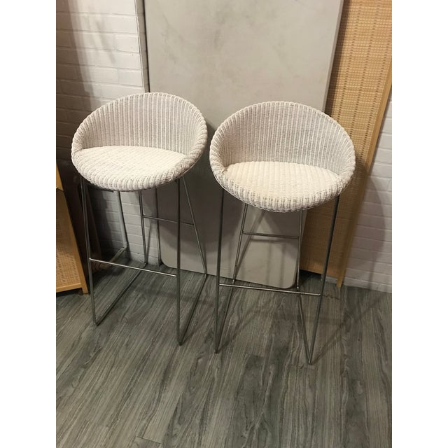 Set of 2 Joe counter chairs We have 4 sets of 2 available Set up in family room hardly used Comfortable for wicker
