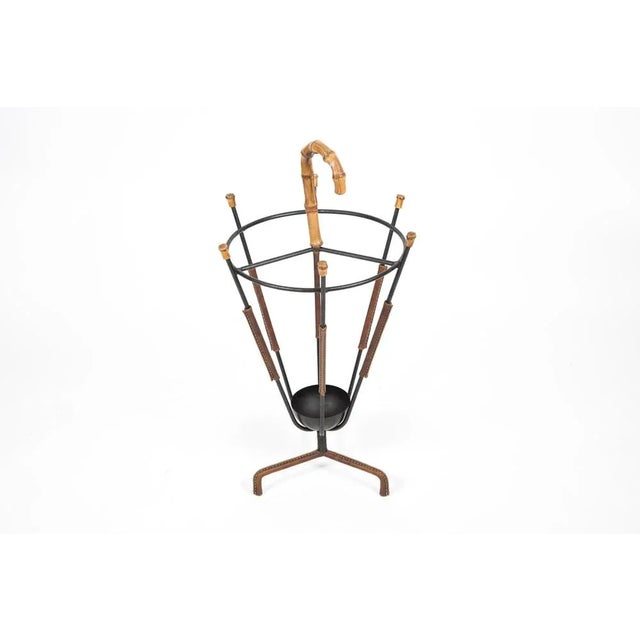 Leather Umbrella Stand by Jacques Adnet, 1950s, in Very Good conditions. Designed 1950 to 1959 I have official proof of...