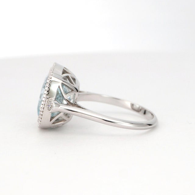 14k Gold Ring With 4.25ct Aquamarine & Diamonds Size 6.5 For Sale - Image 13 of 18
