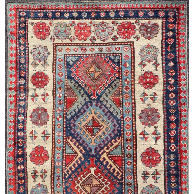 Caucasian Talish Rug With Vibrant Geometric Patterns and Rich Color 4'1 X 8'6 For Sale - Image 10 of 12
