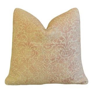 Italian Fortuny-Style Le Gracieux Floral Feather/Down Pillow 21" Square For Sale