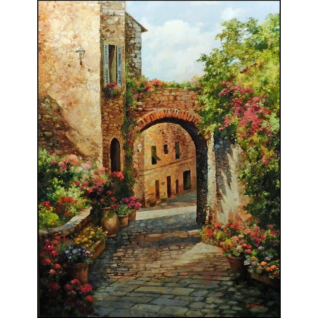 Brown Paul Guy Gantner "Morning Walk in Antibes" Original Painting With Custom Frame For Sale - Image 8 of 15