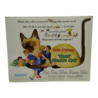 Vintage "Walt Disney's "That Darn Cat" Haley Mills & Dean Jones Movie Poster For Sale