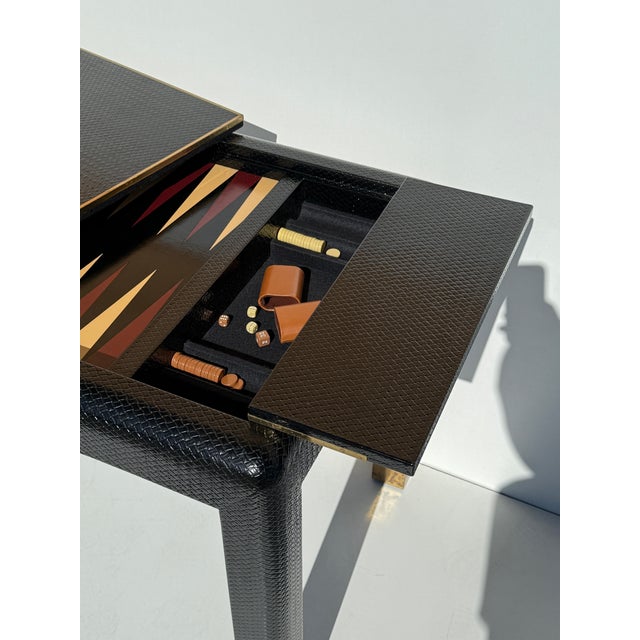 Black 1980s Embossed Leather Game Table or Desk For Sale - Image 8 of 12